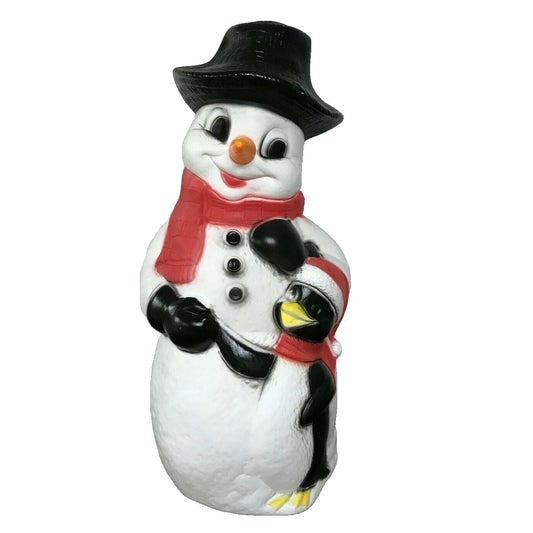 31" Snowman With Penguin Blow Molded Christmas Decoration