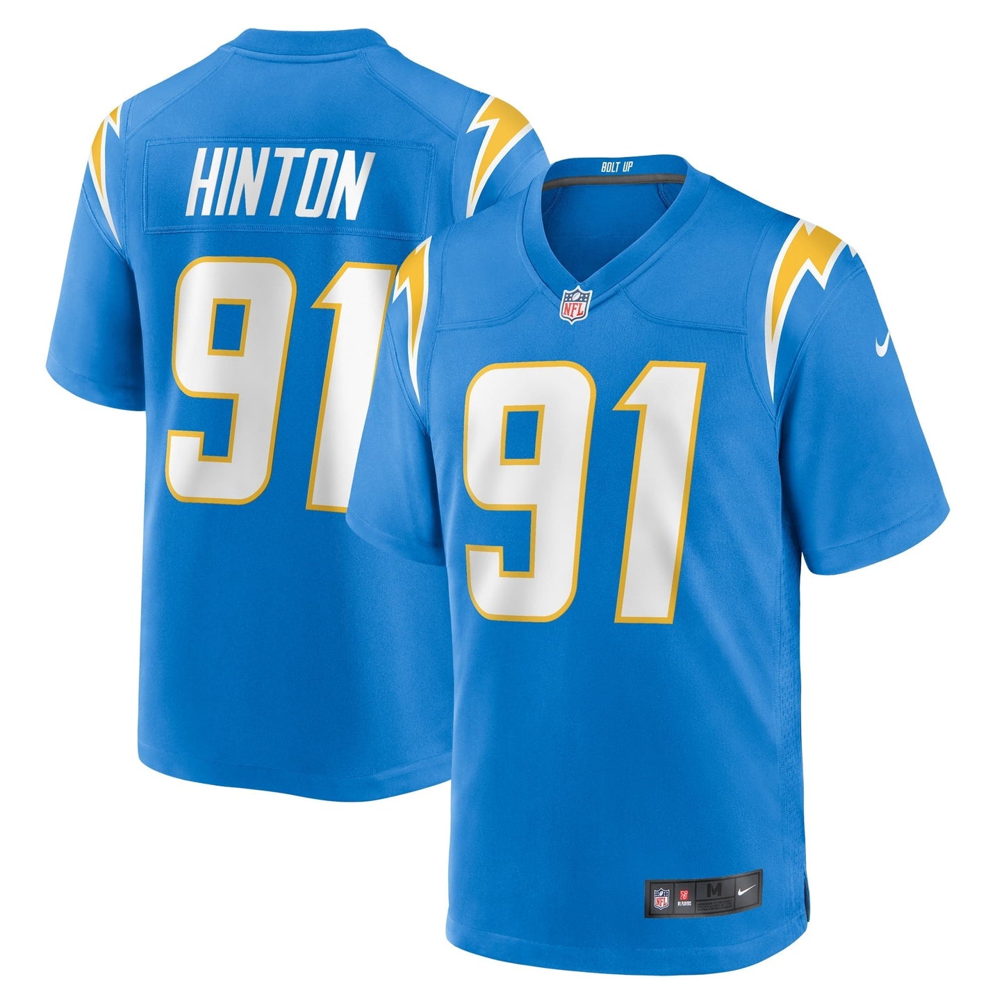 Men's Nike Christopher Hinton Powder Blue Los Angeles Chargers Home Game Player Jersey